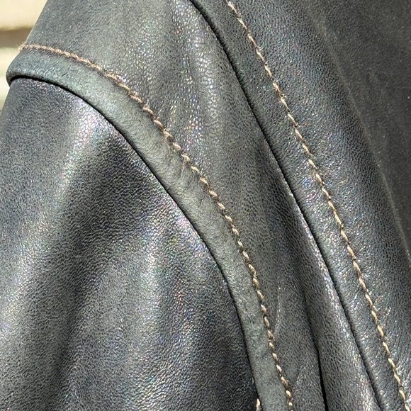 Marc New York Black Genuine Leather Cafe’ Racer Style Motorcycle Jacket - Picture 12 of 13